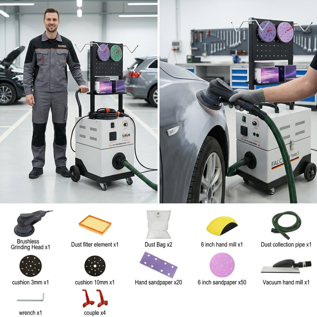 Levigatrice Orbitale con Aspirapolvere Industriale Intelligente – Kit Completo